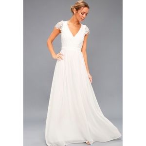 FLORIANNA WHITE BACKLESS LACE MAXI DRESS